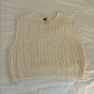 H&M Cream Cable Knit Sweater Vest